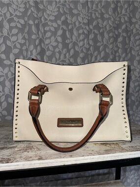 Marc New York Cream Leather Shoulder Bag with Brown Handles